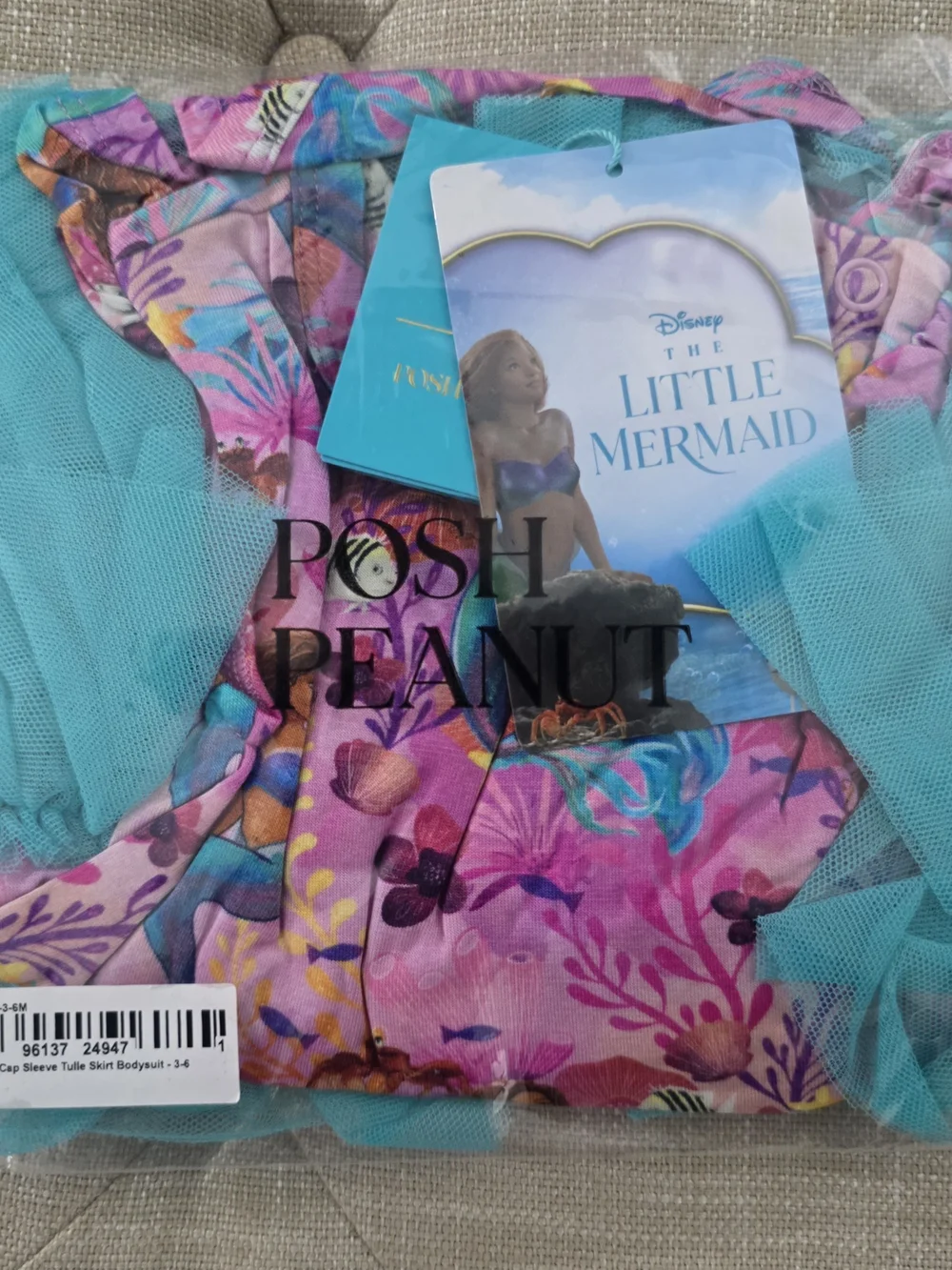 Disney The Little Mermaid Ariel Baby Tulle Tutu Bodysuit 3-6 Months NWT